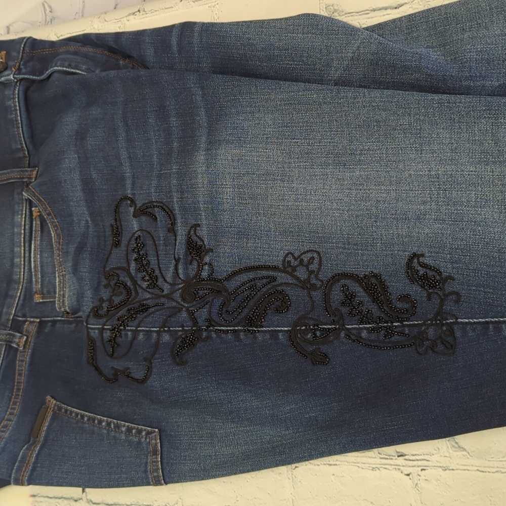 WHBM THE SKINNY Women's Blue With Black Embelishment Jeans Size 16W